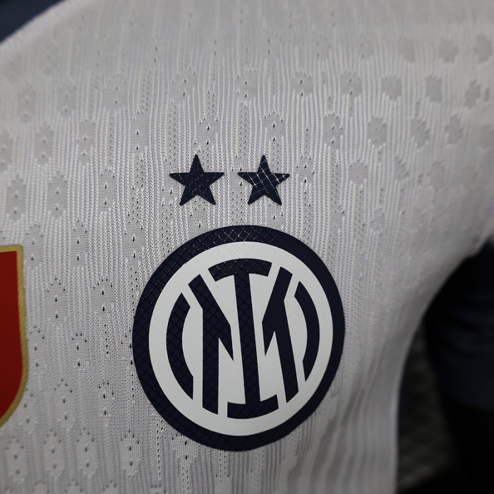 with Scudetto Patch Player Version 2024-2025 Inter Milan Away White Soccer Jersey Football Shirt