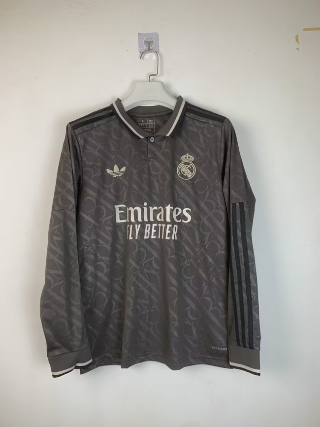Long Sleeve Fan Version 2024-2025 Real Madrid Third Away Soccer Jersey Real Football Shirt