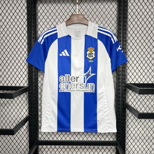 Fan Version 2024-2025 Recreativo de Huelva Home Soccer Jersey Football Shirt