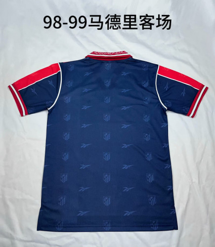 Retro Jersey 1998-1999 Atletico Madrid Away Dark Blue Soccer Jersey Vintage Football Shirt