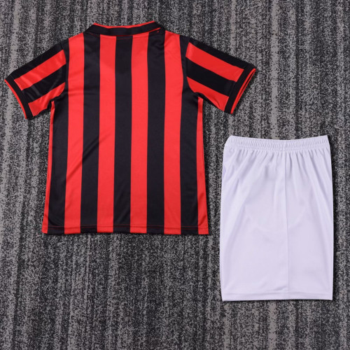 Retro Youth Uniform Kids Kit 1990-1991 AC Milan Home Soccer Jersey Shorts Vintage Child Football Set
