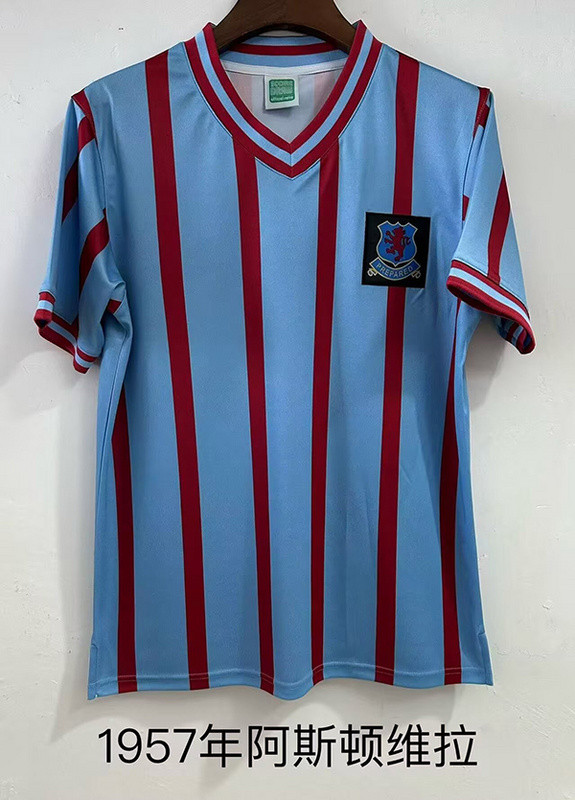 Retro Jersey 1957 Aston Villa Away Blue Soccer Jersey Vintage Football Shirt