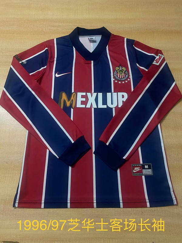 Long Sleeve Retro Jersey 1996-1997 Chivas Away Soccer Jersey Vintage Football Shirt