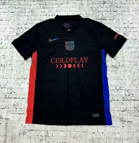 Barca Camisetas de Futbol Fan Version 2024-2025 Barcelona Away Black Coldplay Version Soccer Jersey
