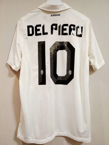 with Serie A Patch Retro Jersey 2010-2011 Juventus DEL PIERO 10 Away White Soccer Jersey Vintage Football Shirt