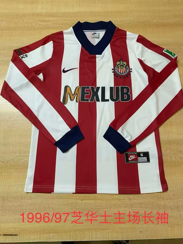 Long Sleeve Retro Jersey 1996-1997 Chivas Home Soccer Jersey Vintage Football Shirt