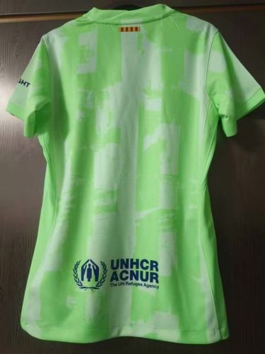 With Big Spofity Women 2024-2025 Barcelona Third Away Green Soccer Jersey Girl Football Shirt