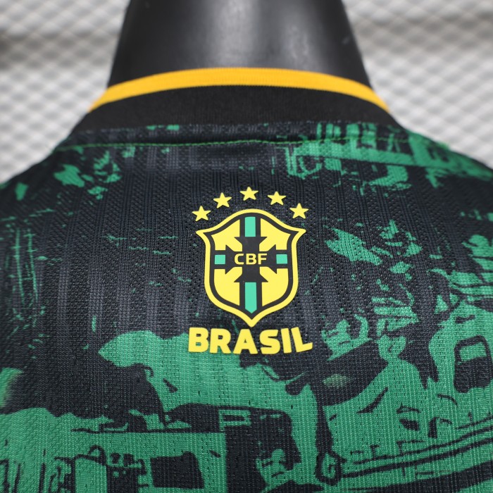 Player Version 2024 Brazil Black/Green Special Edition Soccer Jersey Brasil Football Shirt