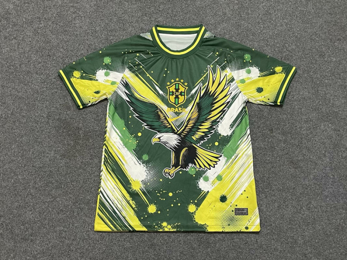 Fan Version 2024 Brazil Green/Yellow Eagle Edition Soccer Jersey Brasil Football Shirt
