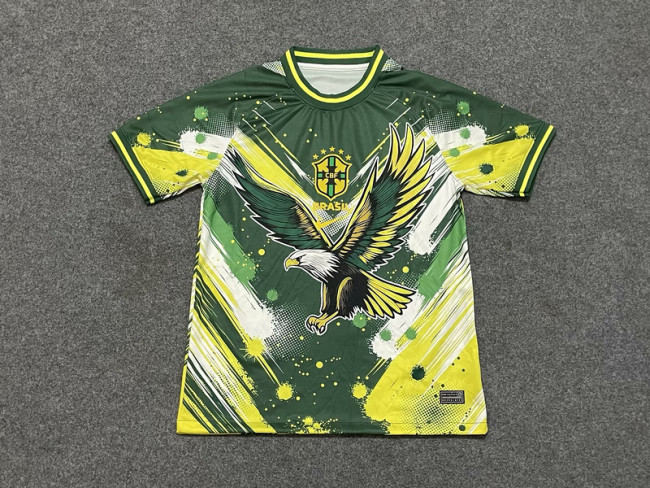 Fan Version 2024 Brazil Green/Yellow Eagle Edition Soccer Jersey Brasil Football Shirt