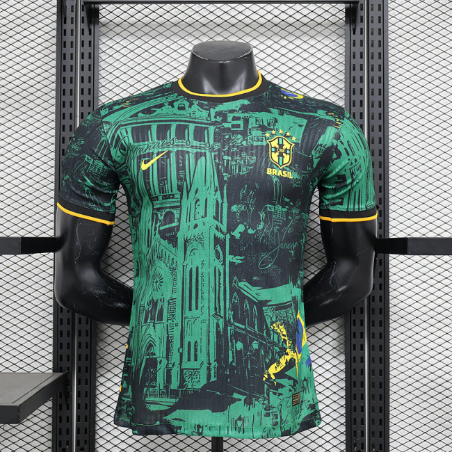 Player Version 2024 Brazil Black/Green Special Edition Soccer Jersey Brasil Football Shirt