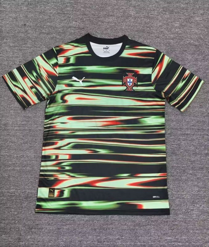 Fan Version Portugal 2025 Black/Green Soccer Training Jersey Football Pre-match Shirt