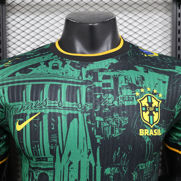Player Version 2024 Brazil Black/Green Special Edition Soccer Jersey Brasil Football Shirt