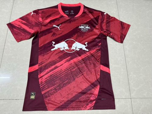 Fan Version 2024-2025 RB Leipzig Away Red Soccer Jersey Football Shirt
