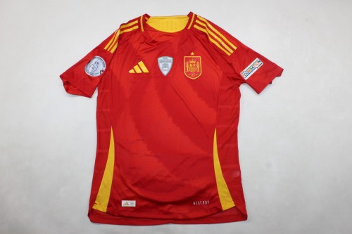 with Front Patch+National League Patch Fan Version Spain 2024 Home Soccer Jersey España Camisetas de Futbol