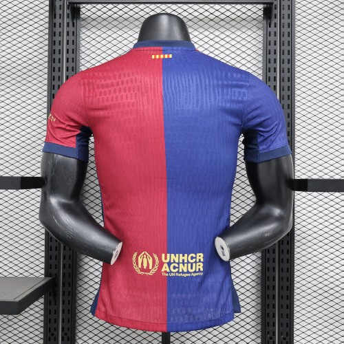 without Sponor Logo Barca Camisetas de Futbol Player Version 2024-2025 Barcelona Home Soccer Jersey
