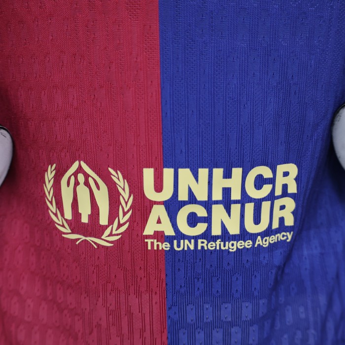 without Sponor Logo Barca Camisetas de Futbol Player Version 2024-2025 Barcelona Home Soccer Jersey