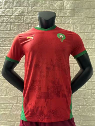 Player Version 2025 Morocco Red Soccer Jersey Football Shirt