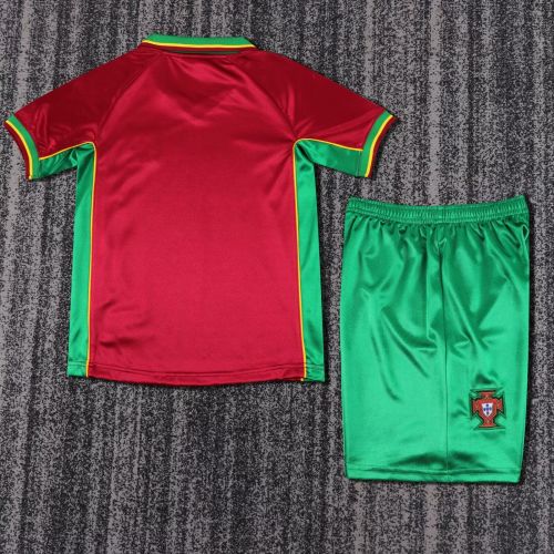 Retro Youth Uniform Kids Kit 1997-1998 Portugal Home Soccer Jersey Shorts Child Football Set