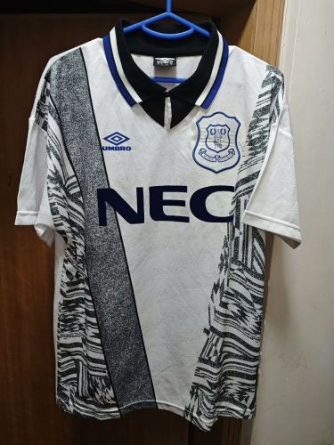 Retro Jersey 1994-1995 Everton Away White Soccer Jersey Vintage Football Shirt