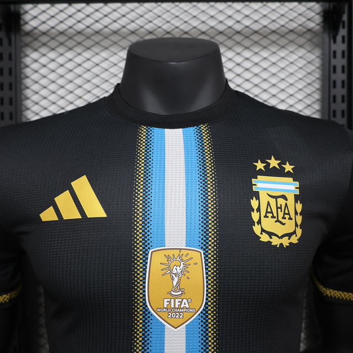 with FIFA Champions Patch Player Version Argentina 2024 Black Special Edition Soccer Jersey Camisetas de Futbol