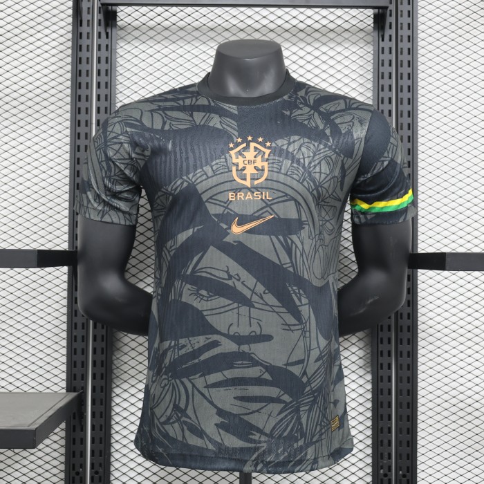 Player Version 2024 Brazil Black Special Edition Soccer Jersey Brasil Football Shirt
