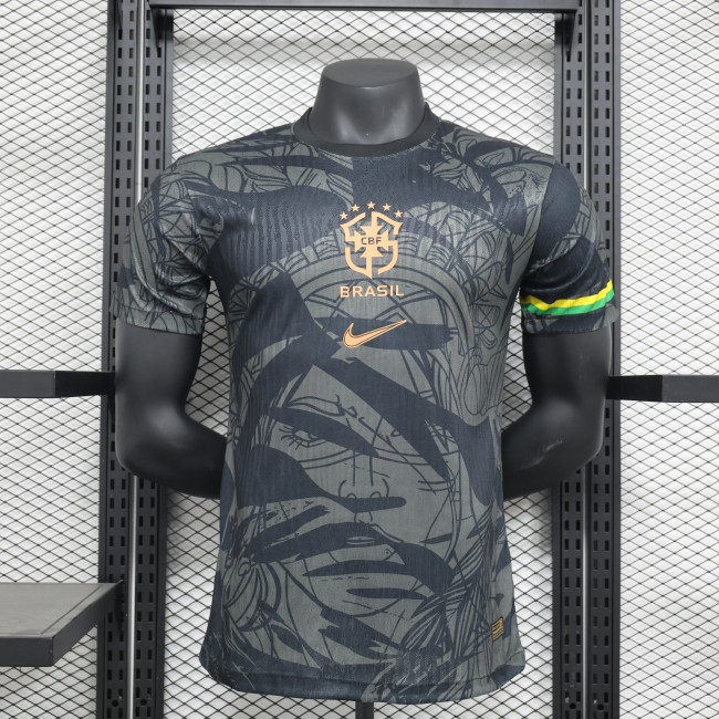 Player Version 2024 Brazil Black Special Edition Soccer Jersey Brasil Football Shirt