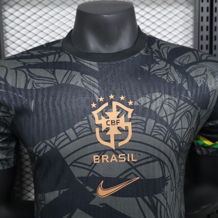 Player Version 2024 Brazil Black Special Edition Soccer Jersey Brasil Football Shirt