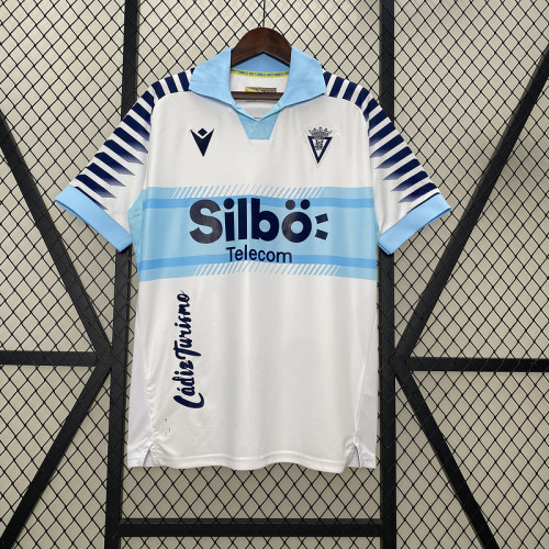 with Sponor Logo Fans Version CADIZ 2024-2025 Cadiz Away White Soccer Jersey Football Shirt