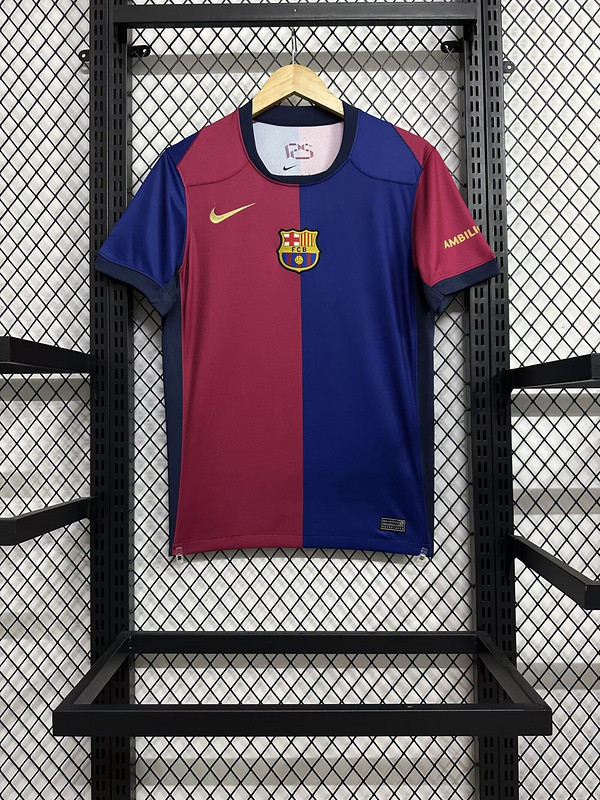 without Sponor Logo Barca Camisetas de Futbol Fan Version 2024-2025 Barcelona Home Soccer Jersey