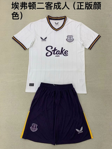 Adult Uniform 2024-2025 Everton Third Away White Soccer Jersey Shorts Football Kit