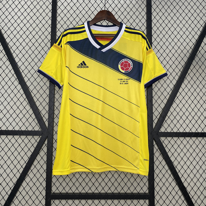 with Front Lettering Retro Jersey 2014 Colombia Home Soccer Jersey Vintage Columbia Football Shirt