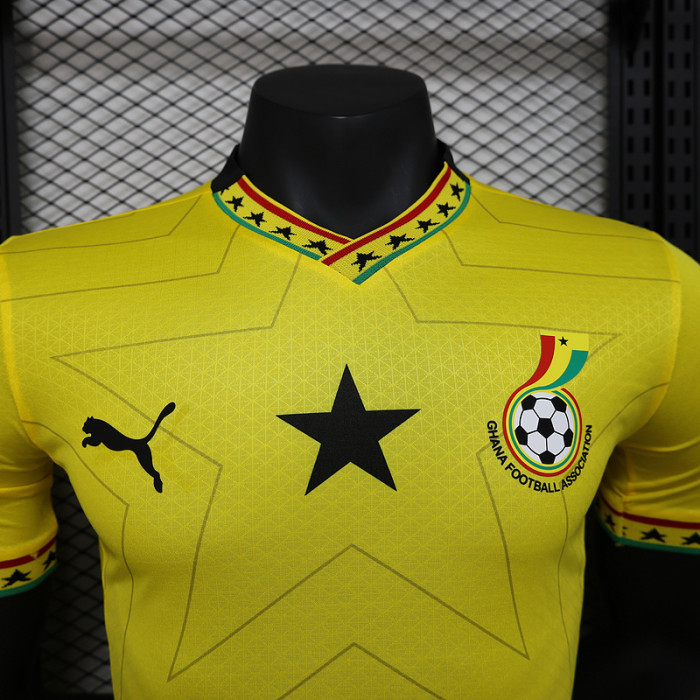 Player Version 2025 Ghana Away Yellow Soccer Jersey Football Shirt