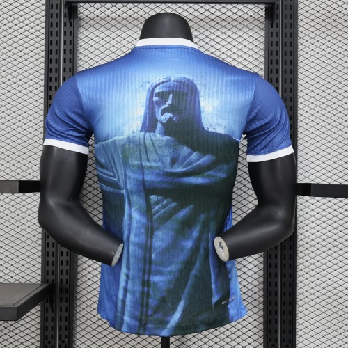 Player Version 2024 Brazil Blue Jesue Special Edition Soccer Jersey Brasil Football Shirt