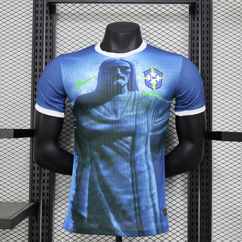 Player Version 2024 Brazil Blue Jesue Special Edition Soccer Jersey Brasil Football Shirt