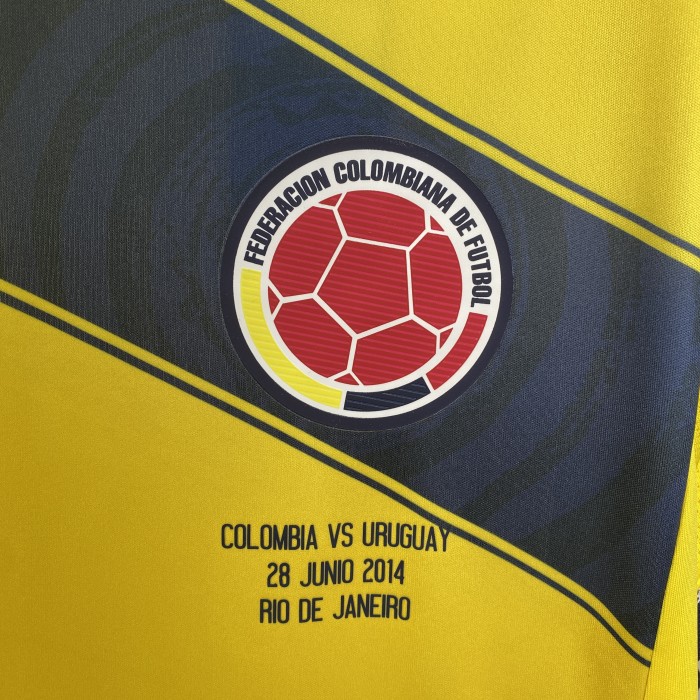 with Front Lettering Retro Jersey 2014 Colombia Home Soccer Jersey Vintage Columbia Football Shirt