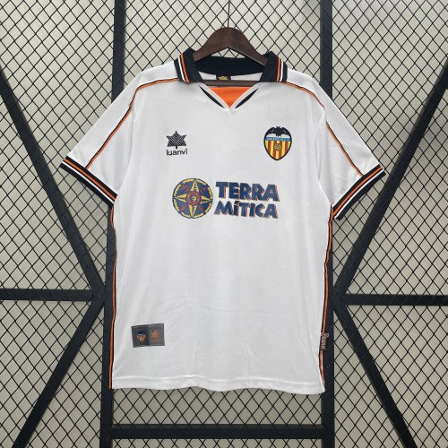 Retro Jersey 1999-2000 Valencia Home Soccer Jersey Vintage Football Shirt