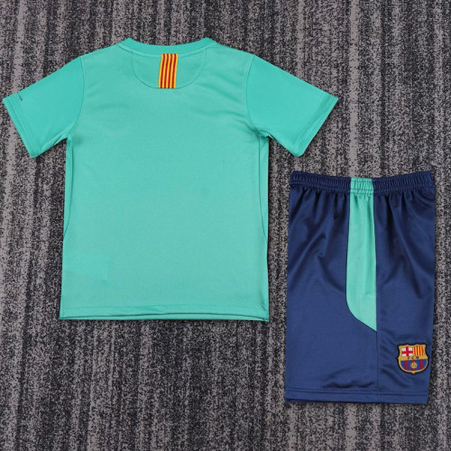 Retro Youth Uniform Kids Kit 2010-2011 Barcelona Away Green Soccer Jersey Shorts Vintage Child Football Set