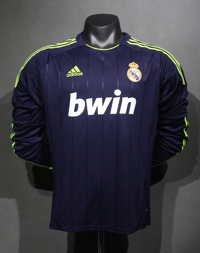 Long Sleeve Player Version Retro Jersey 2012-2013 Real Madrid Third Away Dark Blue Soccer Jersey Vintage Real Football Shirt