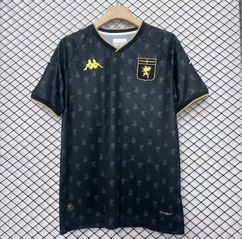 without Sponor Logo Fan Version 2024-2025 Genoa Third Away Black Soccer Jersey Maillot de Foot