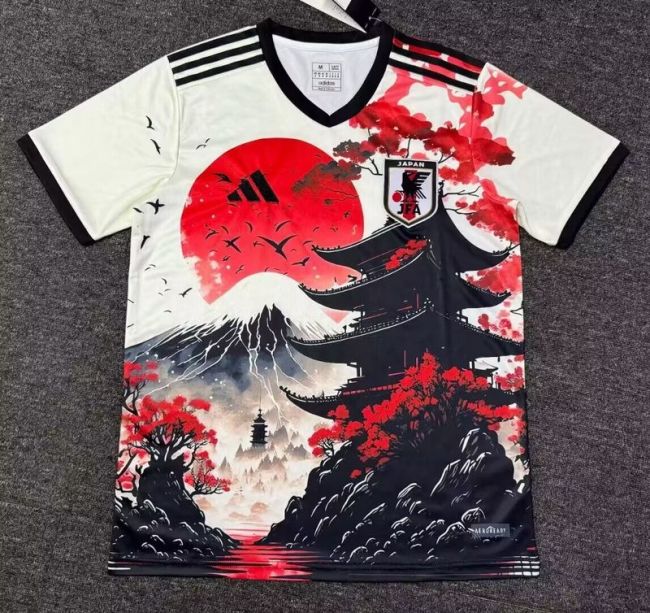 Fan Version Japan 2024 White/Black/Red Comic Soccer Jersey Football Shirt