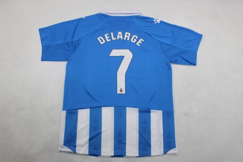 with Sponor Logo+LALIGA Patch Fan Version 2024-2025 Espanyol DELARGE 7 Home Soccer Jersey Football Shirt