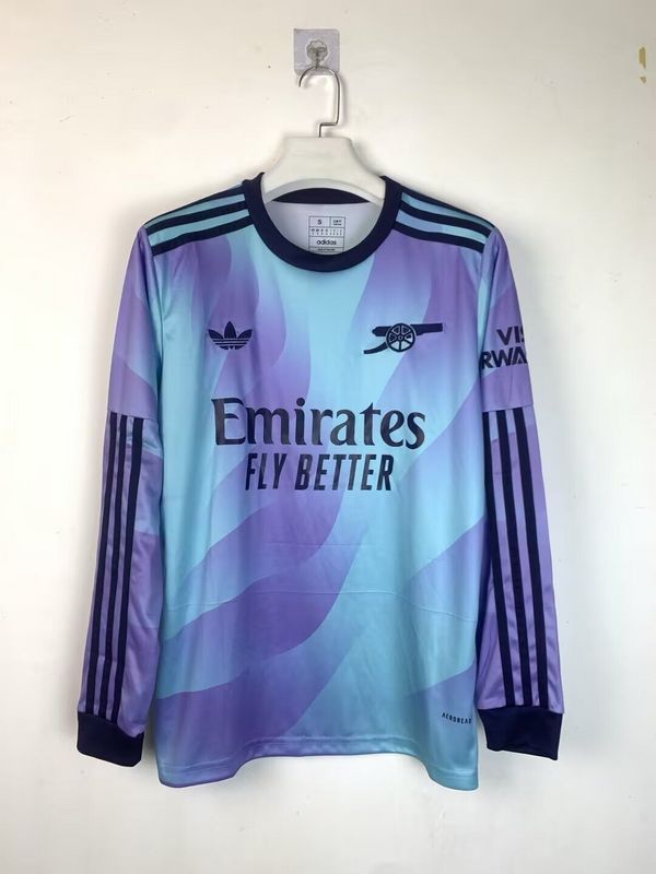 Long Sleeve Fan Version 2024-2025 Arsenal Third Away Soccer Jersey LS Football Shirt