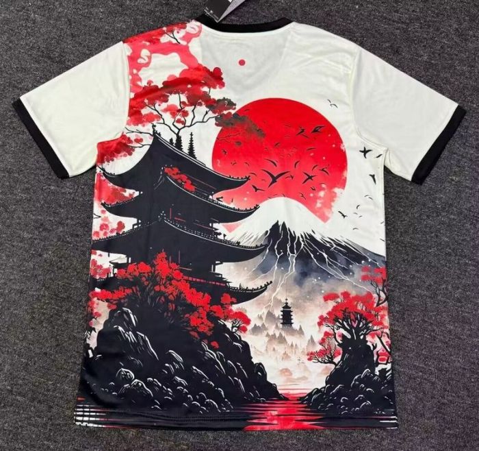 Fan Version Japan 2024 White/Black/Red Comic Soccer Jersey Football Shirt