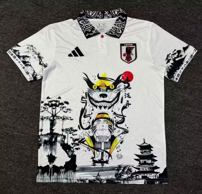 Fan Version Japan 2024 White/Black/Yellow Comic Version Soccer Jersey Football Shirt