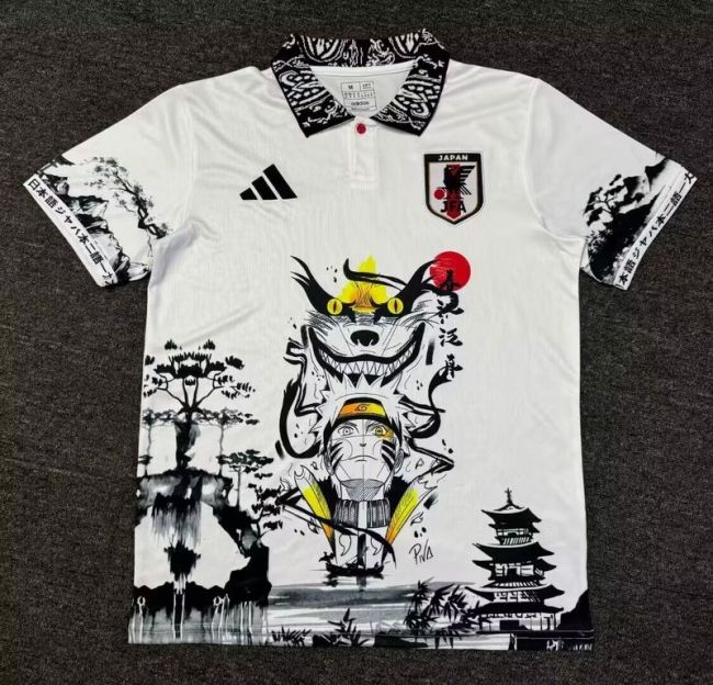 Fan Version Japan 2024 White/Black/Yellow Comic Version Soccer Jersey Football Shirt