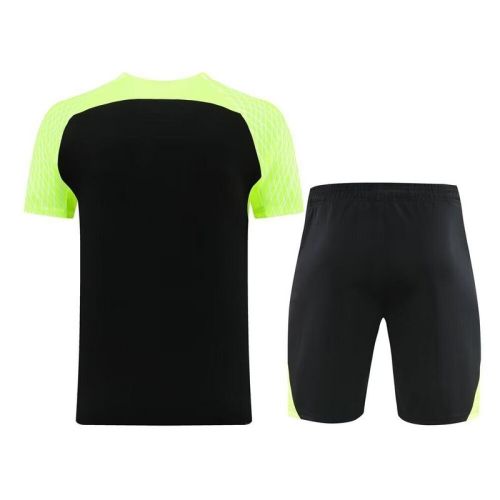 NK07 Black/Green Blank Soccer Training Jersey Shorts DIY Cutoms Uniform