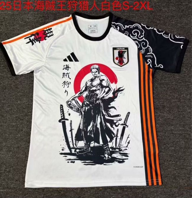 Fan Version Japan 2024 White/Black/Orange Comic Soccer Jersey Football Shirt