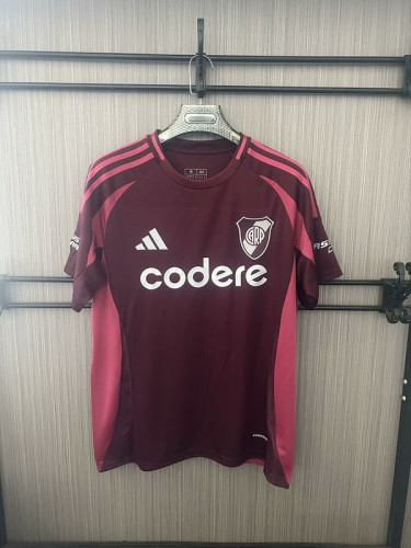 Fan Version 2024-2025 River Plate Away Red Soccer Jersey Football Shirt