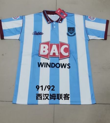 Retro Jersey 1991-1992 West Ham United Away Blue Soccer Jersey Vintage Football Shirt